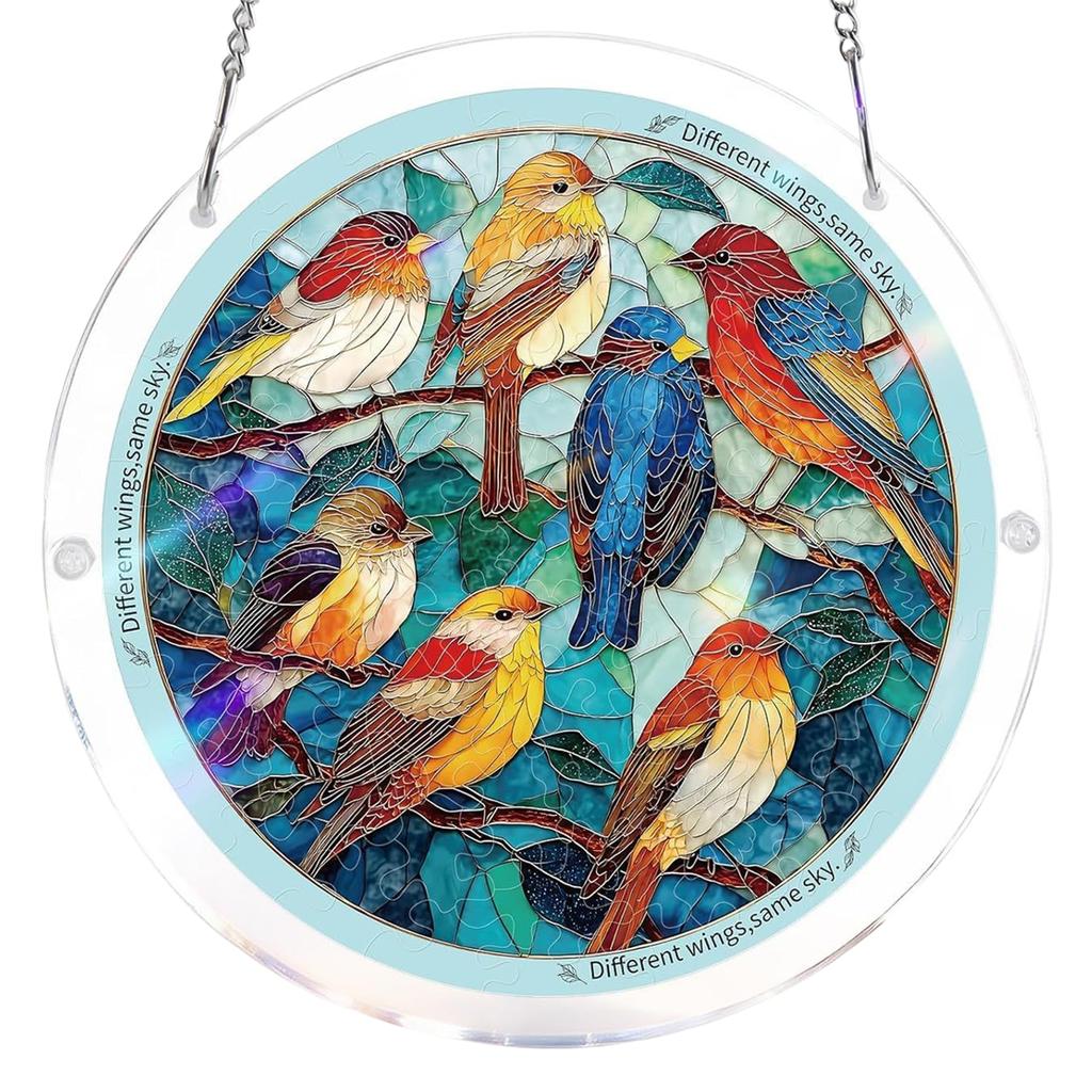 Acrylic Puzzles Toy Double Sided Sun Catcher Acrylic Puzzles DIY Creative Jigsaw Puzzle Pendant for Women Men Mom Birthday Gift