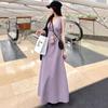 French purple plaid v-neck suspender dress women's summer new seaside vacation beautiful long dress