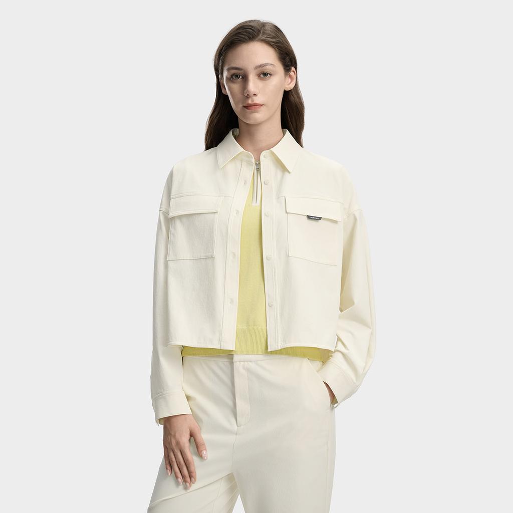 FILA White Fashion Minimalist Personality Trend Classic Retro Sports Casual Workwear Versatile Comfortable Woven Long Sleeve Shirt F11W613706FIV