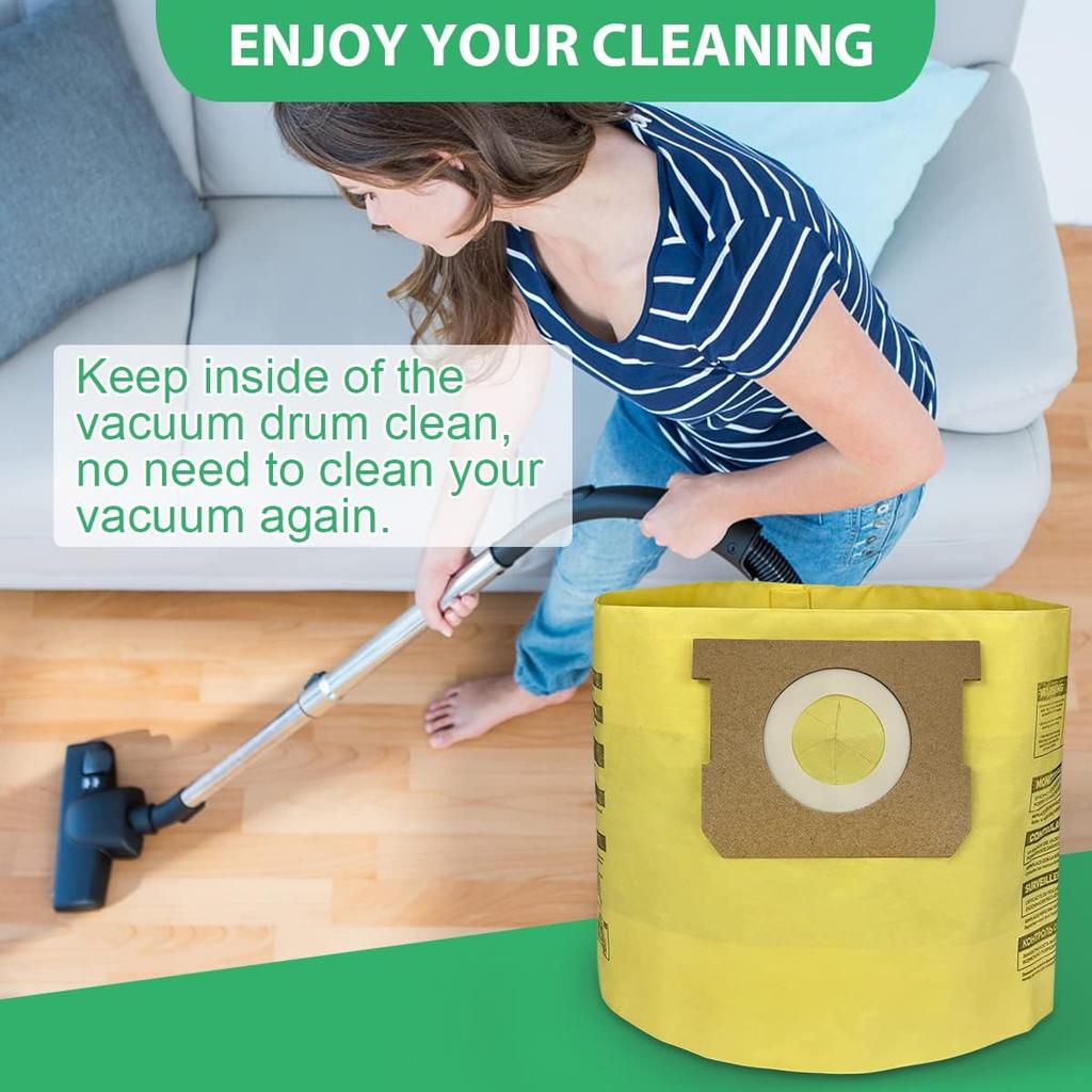 5 Pack 91964 Type D Vacuum Filter Bags Compatible with Shop-Vac 4 Gallon Vacuum, Replacement 9196400 9196433 High Efficiency Dust Collection Bag