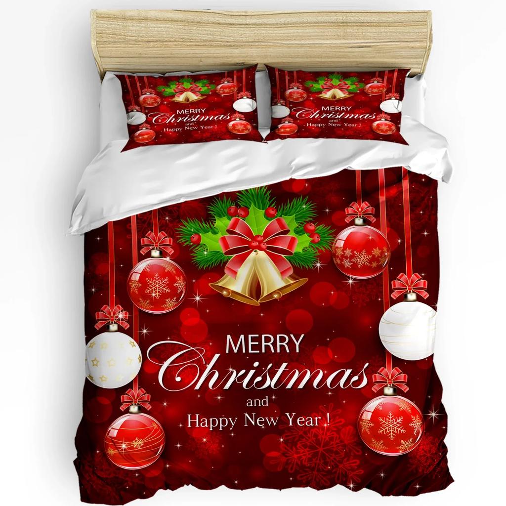 Christmas Winter Snowman Season Pine Trees Bedding Set 3pcs Duvet Cover Pillowcase Quilt Cover Double Bed Set Home Textile