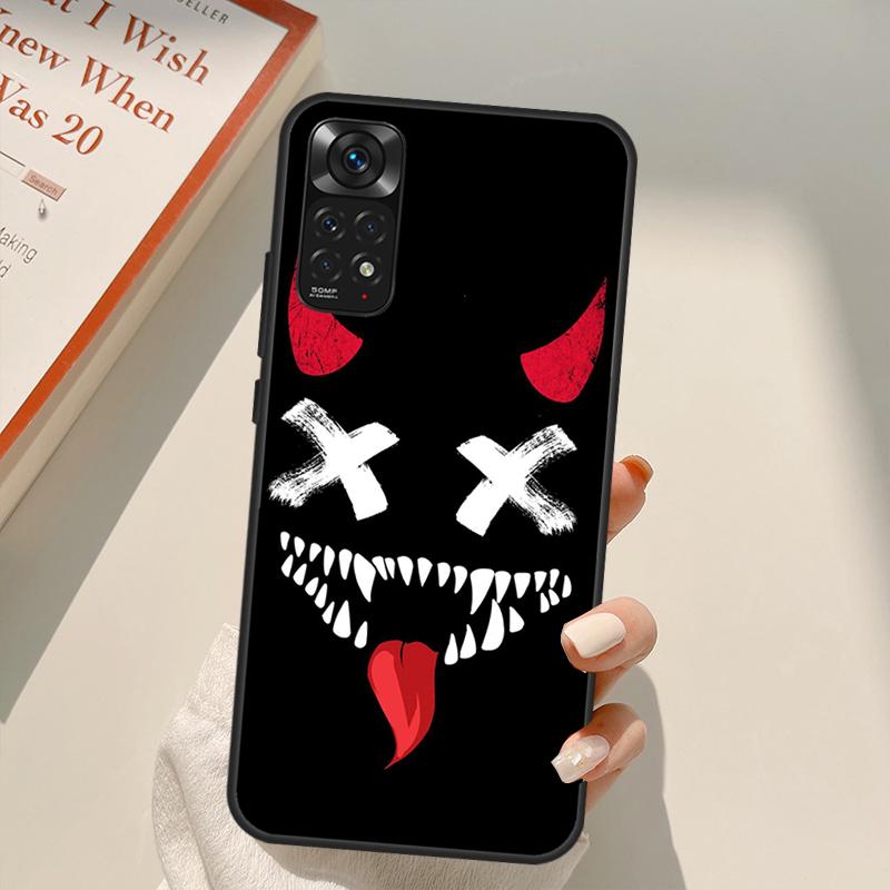 

Чехол для игрового телефона со страшной улыбкой, скелетом дьявола для Redmi 10A 10C 9A 9C 9T K40 K50 для Redmi Note 11S 10S 9S 9 10 11 Pro Redmi Note 11 Pro