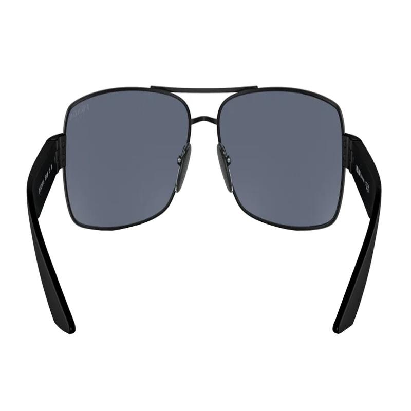 Prada Temple Logo Metallic Nylon Pilot Style Sunglasses Unisex Couple Style Black