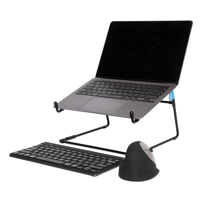 Laptop Stand - R-go - Steel - Ventilated - Compatible Macbook and Dell - Black Steel