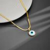 Women's Korean Style Minimalist Stainless Steel Necklace with Mother-of-Pearl Demon Eye Pendant