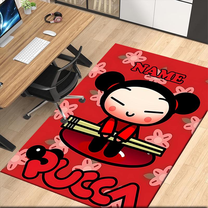 Custom Name Pucca Printed Carpet, for Office Chair Living Room Bedroom Kitchen Room Decor Gifts.