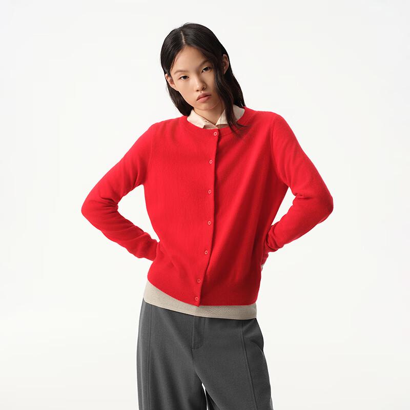 Women's Elegant Cashmere Blend Round Neck Knit Cardigan