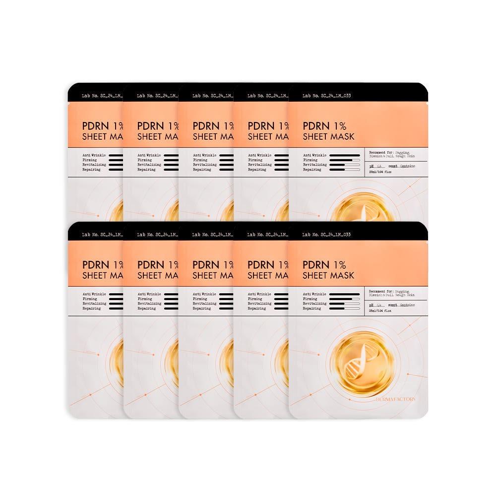 Derma Factory PDRN 1% Masque Tissu Raffermissant Élasticité 28ml Lot de 10 Pièces Soin du Visage Soin Coréen