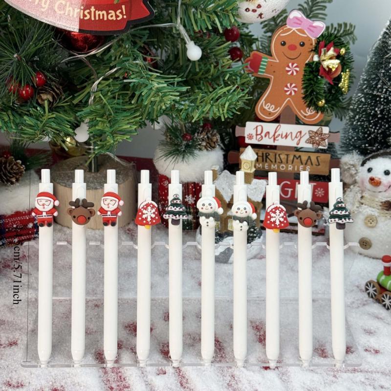 10Pcs White Creative Christmas Baggage Shaped Patch Press Ballpoint Pen School Office Supplies Prize Gift Writing Tools Holiday Gift Novelty Stationer