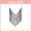 Retro Alloy Chain Tassel Necklace With Geometric Design For Gift And Travel