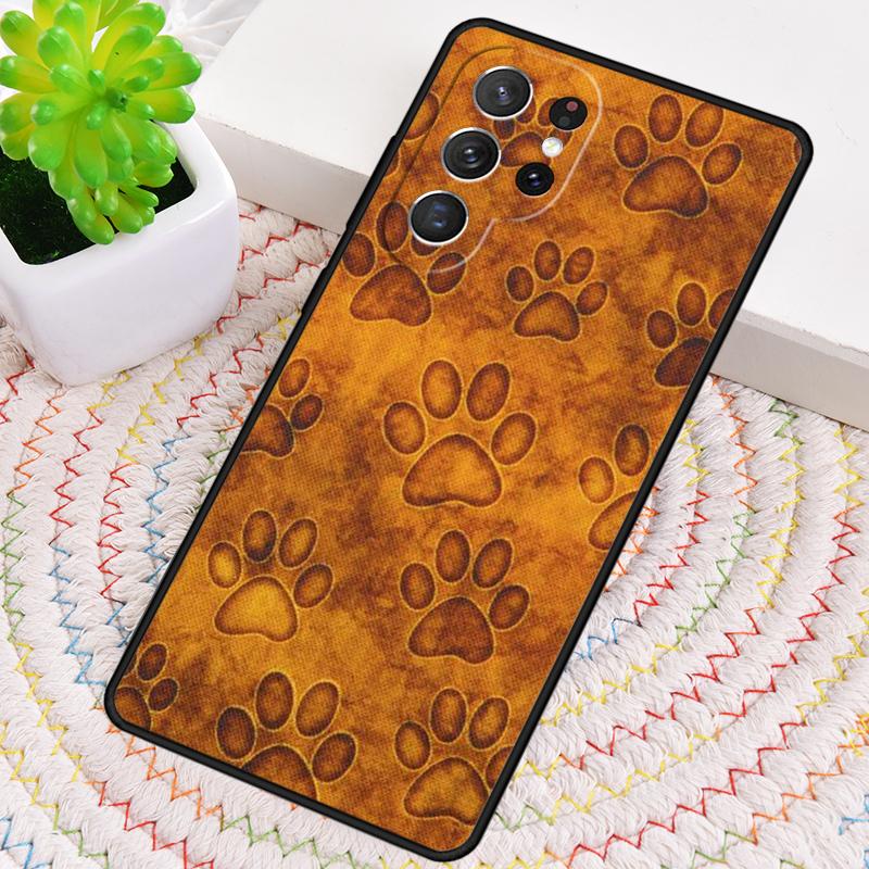 Paw Pattern Orange Silicone Phone Case For Samsung Galaxy note 10 pro S26 S25 S24 S23 S22 S21 Plus S25Ultra Capa Cover