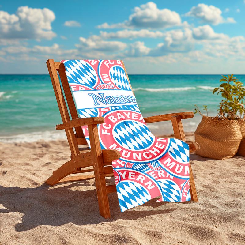 Personalized customized proof beach towel with Bayern Munich pattern - soft, absorbent, quick-drying, perfect swimming, camping&bathing