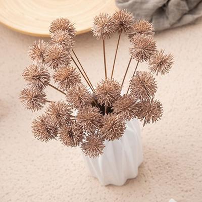 12pcs Realistic Artificial Small Thorn Ball Bouquet DIY Colorfast Artificial Prickly Ball Handmade Fake Plants Vase Decor