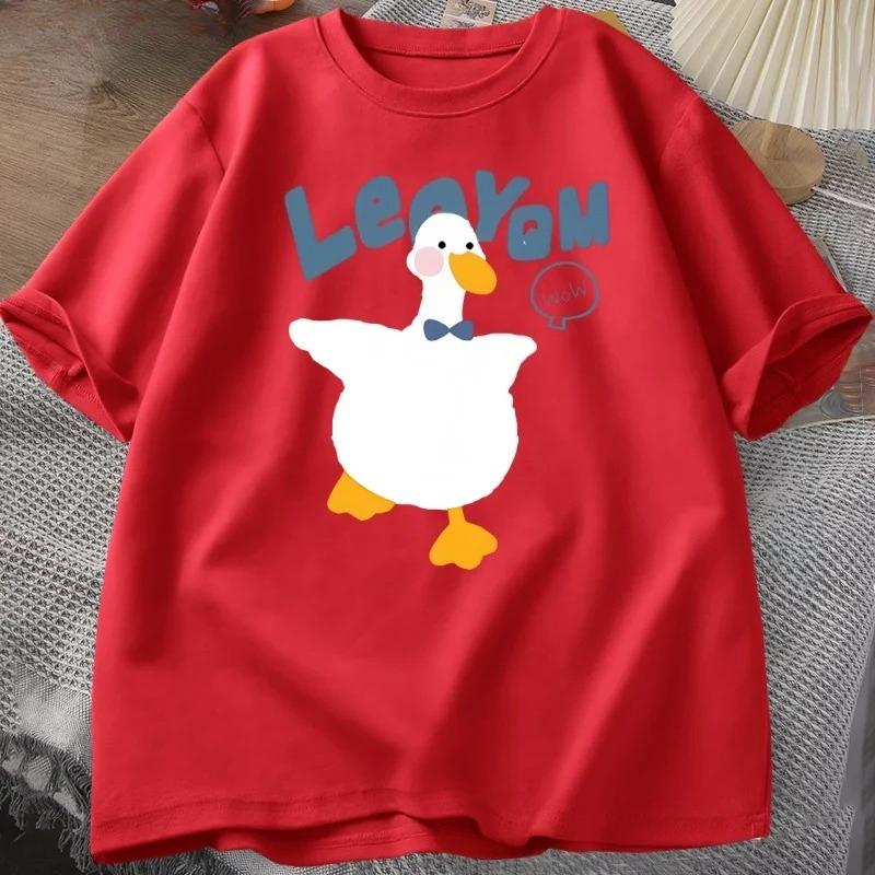 

Funny Duck T-shirt Summer Short Sleeve T Shirt Women Short Sleeve Trendy Round Neck Casual Top Streetwear Clothes 3XL