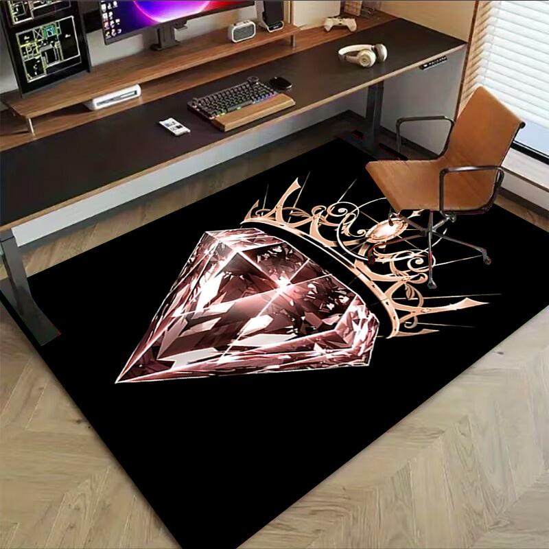 1PC Diamond Crown Extra Large Non Slip Floor carpet, Office, family, bedroom Large Area Rug Indoor Rugs, Vibrant Colors