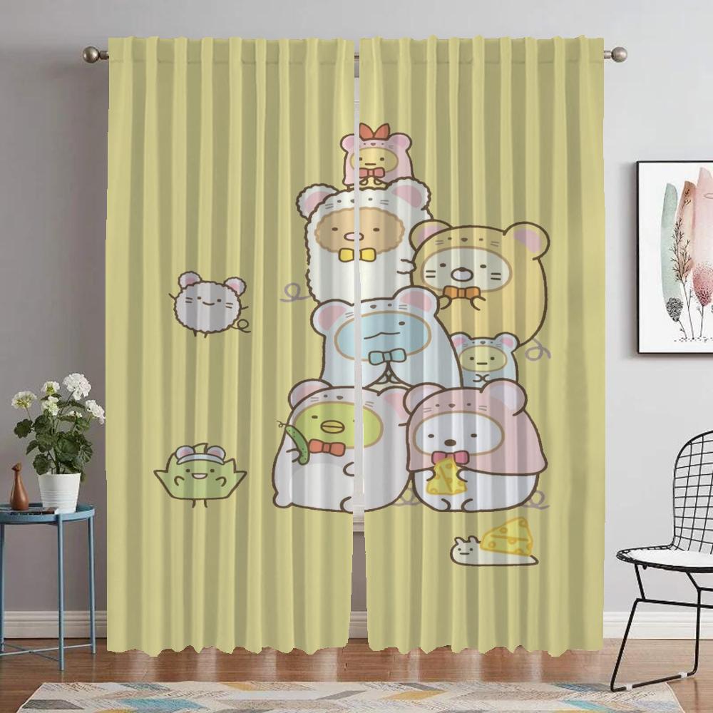 Sumikko Gurashi Shades Modern Living Room Curtains 2 Pieces Blackout Curtain for Room 2 Panel Halloween Decoration Partition