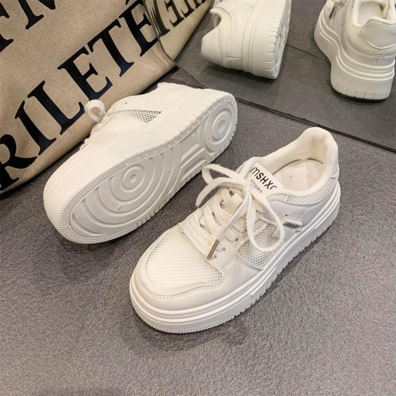 

Autumn new breathable tide niche design student versatile height-increasing sports board shoes platform white shoes women 35 белый