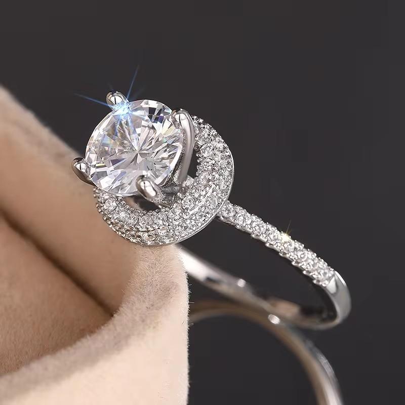 

CAOSHI Gorgeous Eternity Women s Rings for Engagement Wedding Accessories Bright Round Zirconia Anniversary Party Jewelry Gifts 6