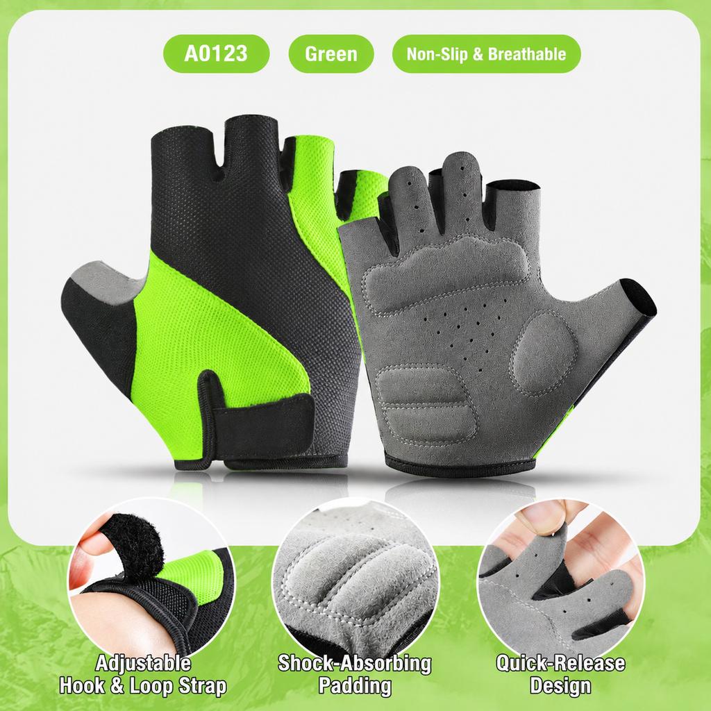Half Finger Riding Gloves Ventilate Anti-slip Shock Buffer Unisex Summer Outdoor Gear for Road Cycling Bodybuilding Lightweight