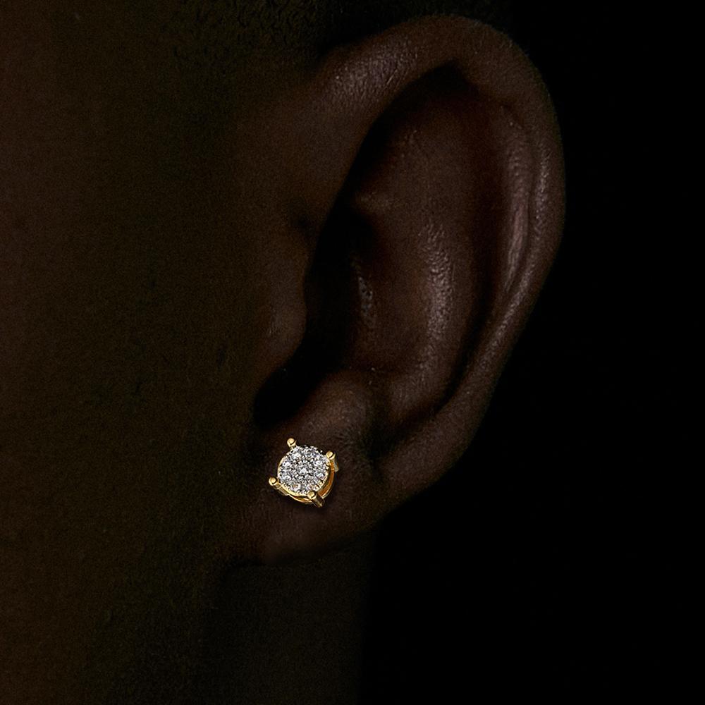 6mm Round Stud Earrings For Men Women AAA+ Cubic Zirconia Gold Color Ear Piercing Hip Hop Rock Jewelry Dropshipping OHE173