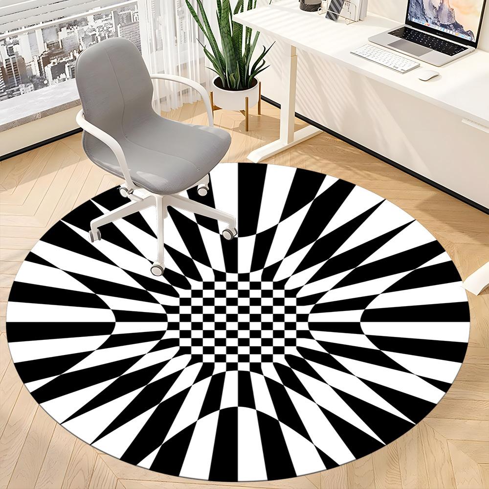 1 Stück optisches Illusionsmuster Stuhlteppich für das Büro, rutschfest, maschinenwaschbarer Teppich für das Büro, Raum-Urlaubsdekoration für Weihnachten, Geburtstag, Polyester