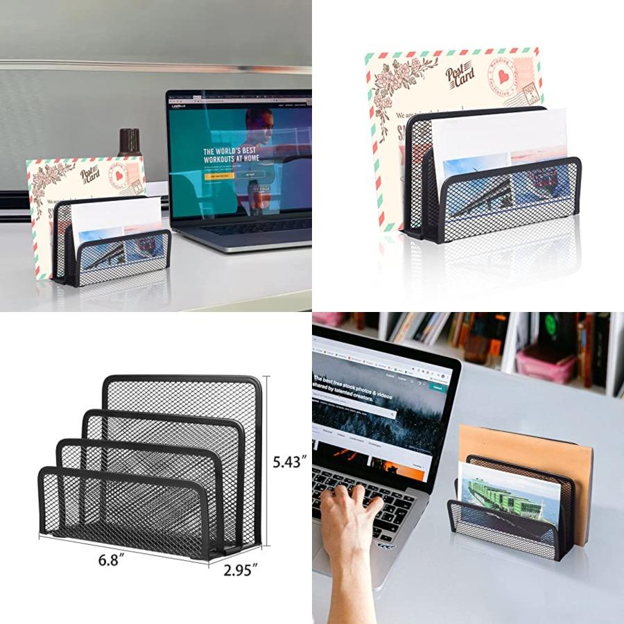 Wishacc Desk Mail Organizer Small File Holders Letter Metal Mesh Document/Filing/Folders/Paper Organizer for Desktop - Efficien
