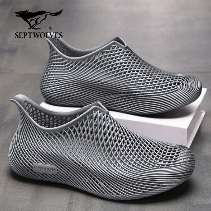 SEPTWOLVES Herren Sommer 2026 Atmungsaktive 3D-bedruckte Schlupf-Sandalen