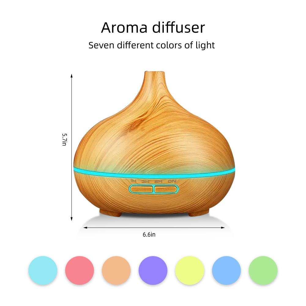 Diffuser For Home 550ml Aromatherapy Essential Oil Diffuser Wood Grain Remote Control Ultrasonic Air Humidifier Cool 7 Color LED