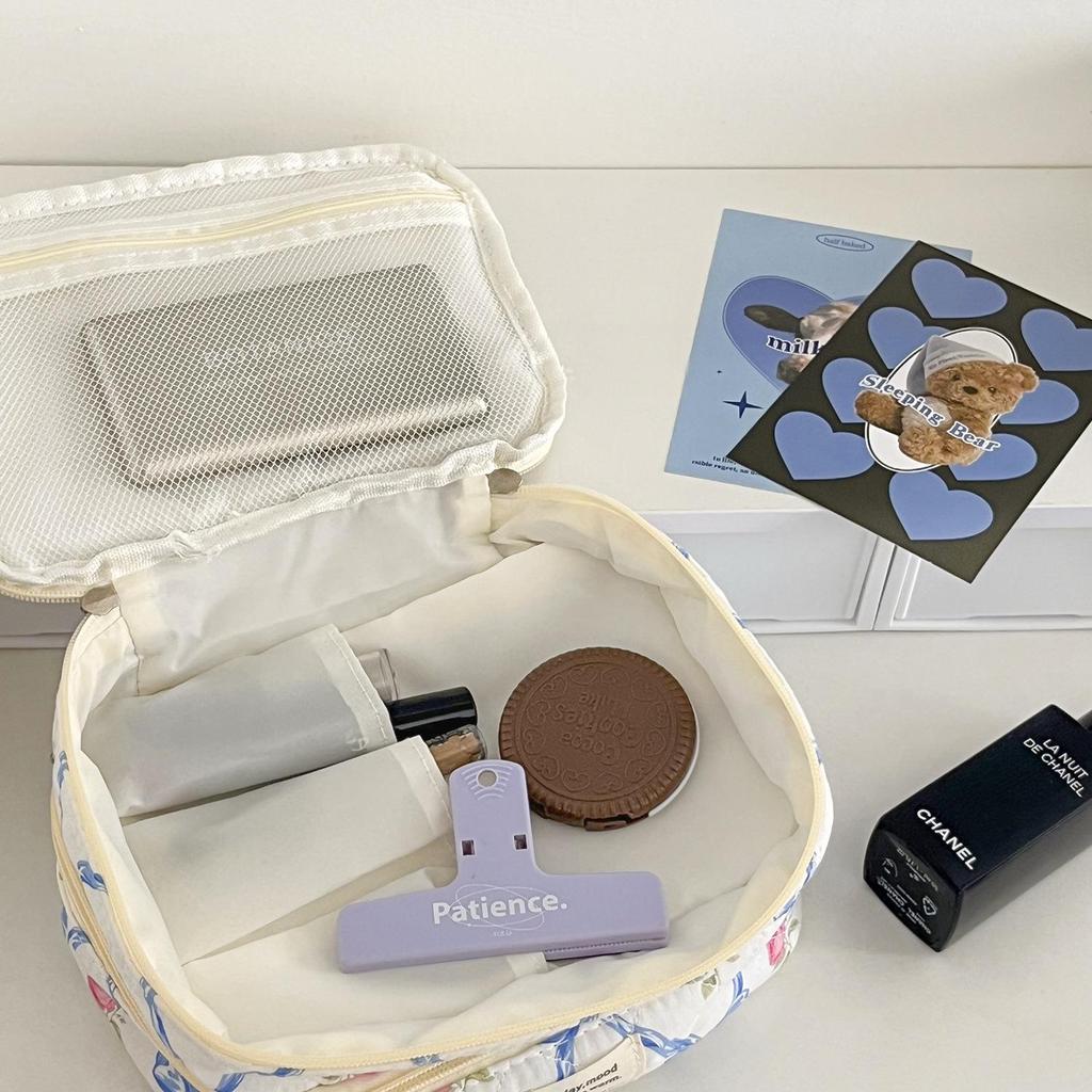 Double Layer Bowknot Cosmetic Bag - Large Capacity Makeup & Wash Organizer