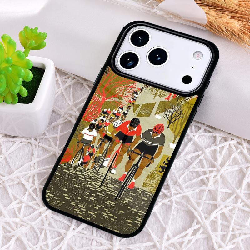 Cycling Heartbeat Bike Phone Case for iPhone 17 Air 16 15 11 12 14 13 Pro Max Shockproof Cover