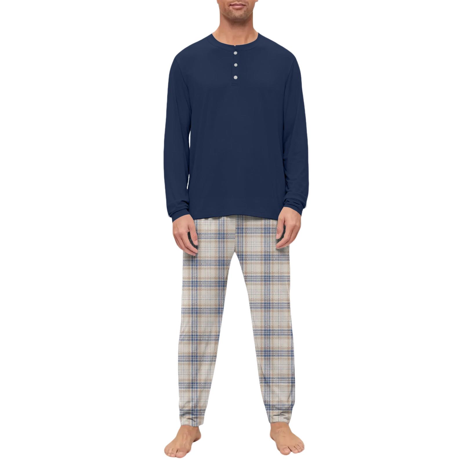 

Мужской пижамный комплект, с длинным рукавом и длинными брюками, двухпредметный комплект L