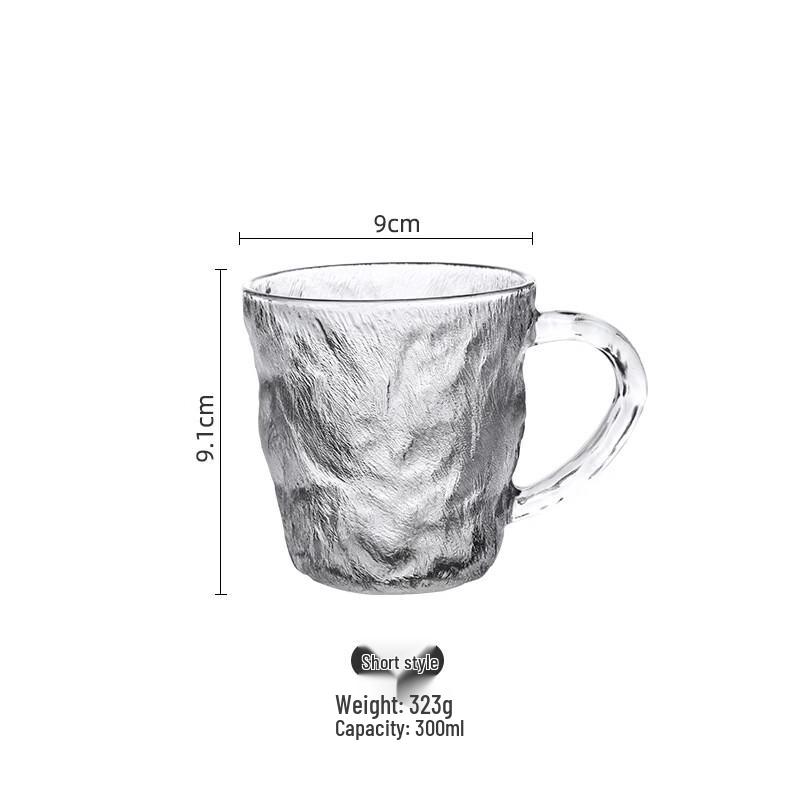 Deouxingguang Frosted Glacier Pattern Glass Cup with Handle