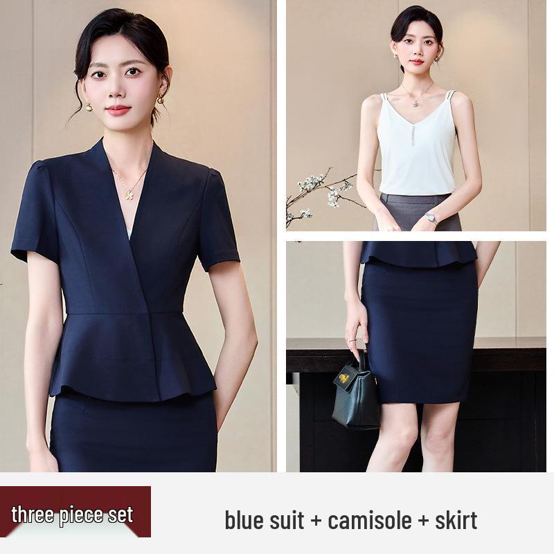 Women's Short Sleeve Professional Suit for Salon and Hotel Work