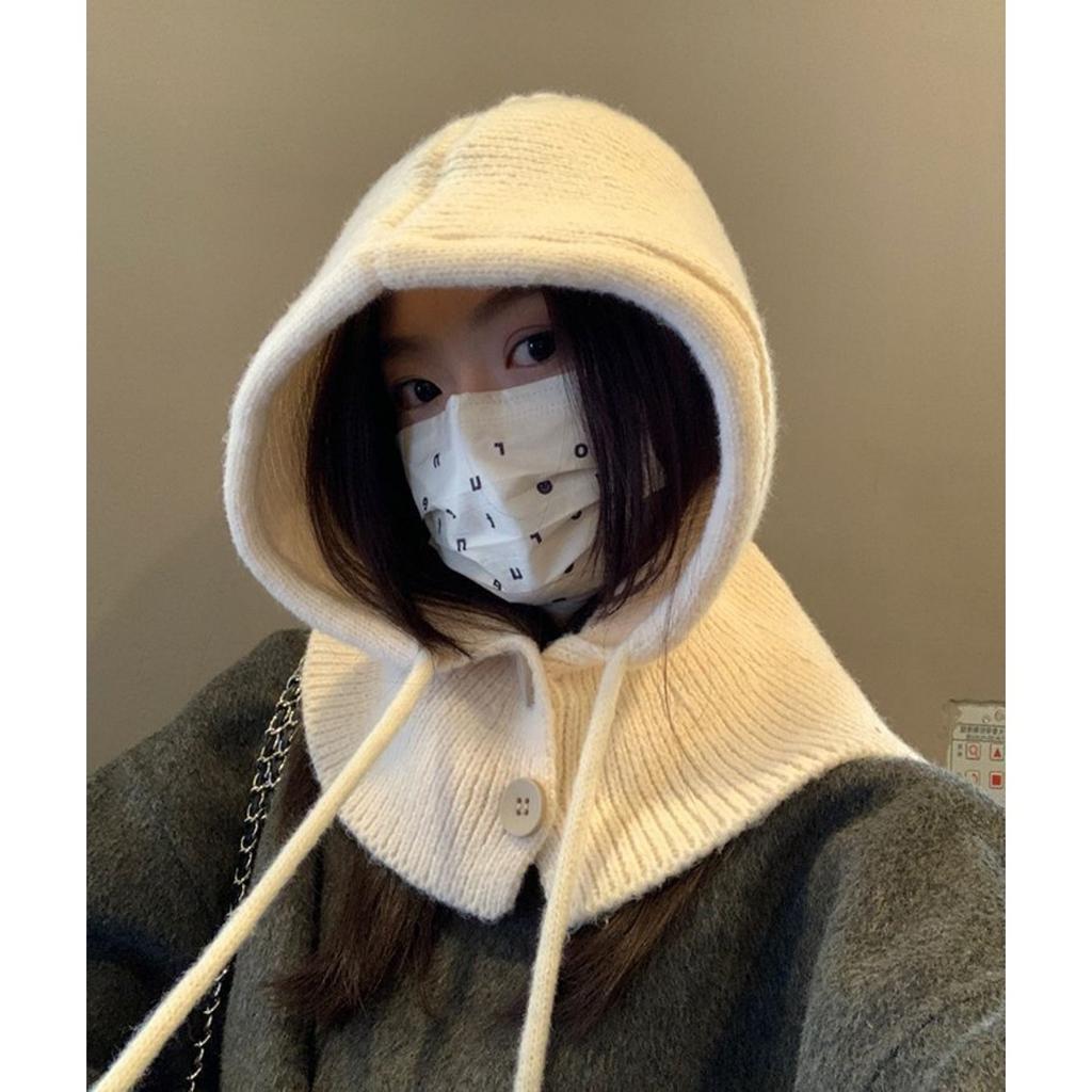 Autumn and Winter, Hat, Women's Hat, Winter Hat, Integrated Scarf, Ear Protection, Woolen Hat, Knitted Hat, Warm Hat