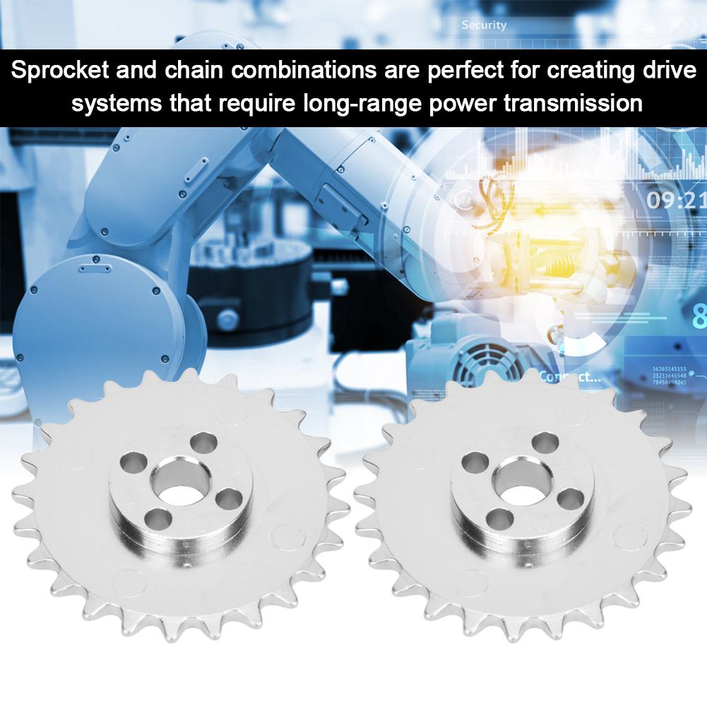 2pcs 24Tooth Sprockets Zinc Alloy Toothed Chain Gear Industrial Robot Parts 52mm X 6.8mm