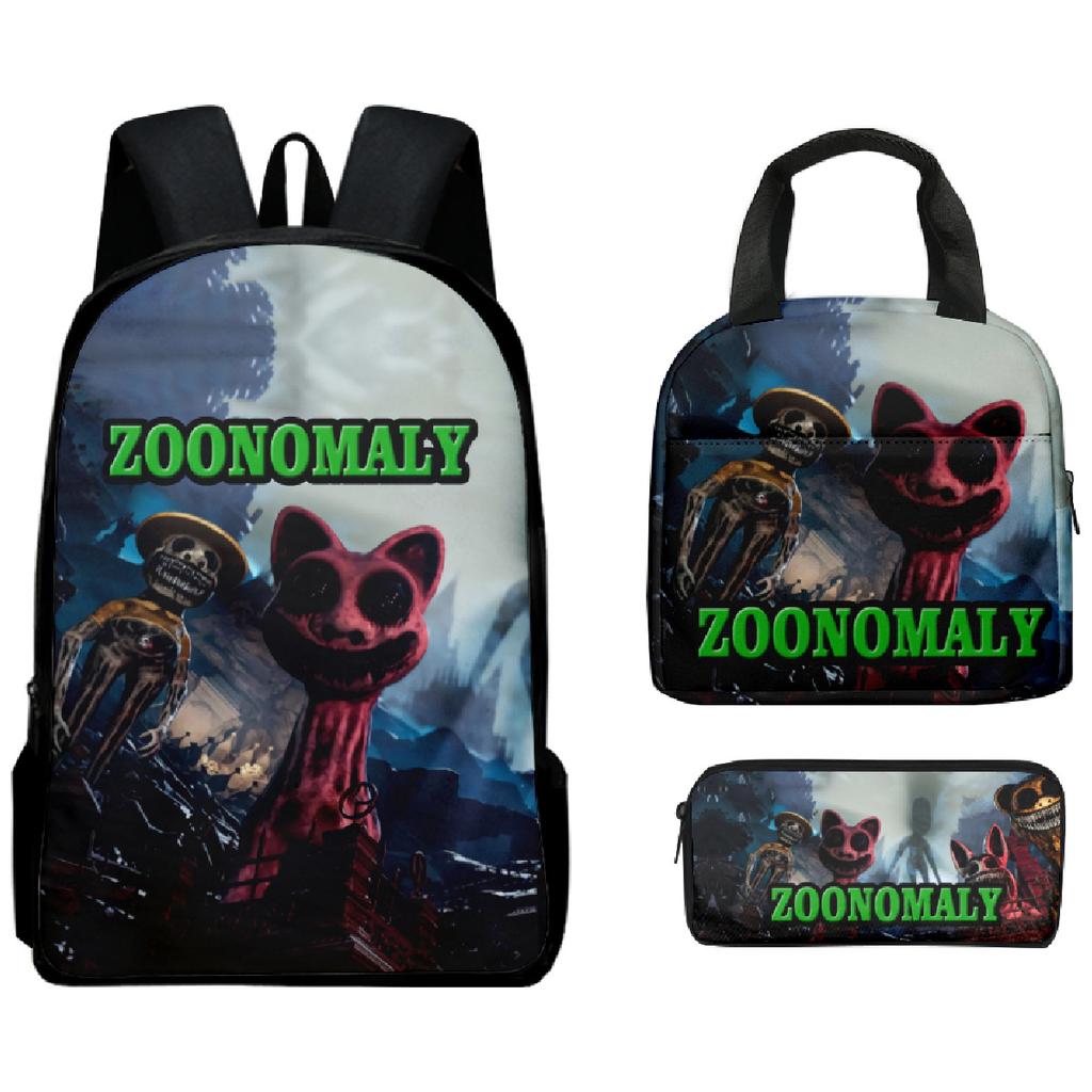 Hip Hop Beliebt Seltsam Lustig Zoonomaly 3D Gedruckt 3 Stück/Set Schüler Rucksäcke Laptop Tagesrucksack Rucksack Brottasche Federmäppchen