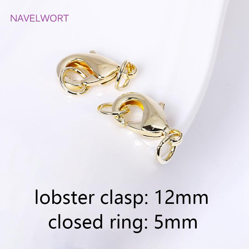 10/12mm 18K Gold Plated Brass Lobster Clasp With Closed Ring,Clasp For Jewellery,Lobster Clasp Connector,Accessories For Jewelry
