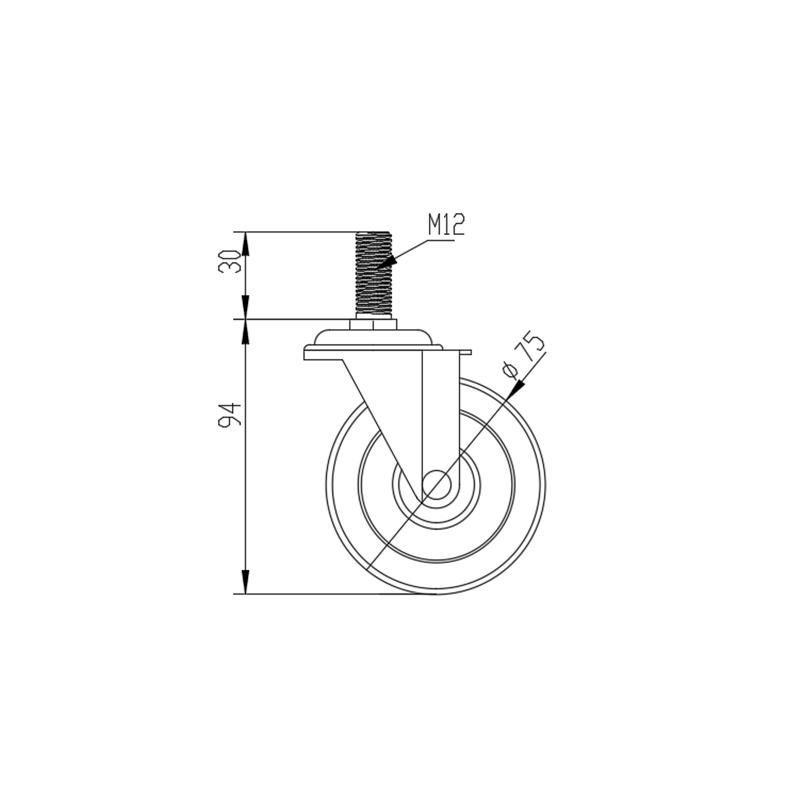 China Manufacturer 7179 Casters for Profile Foot Industrial Caster Swivel Caster Without Brake for Aluminum Profile M8 M10 M12