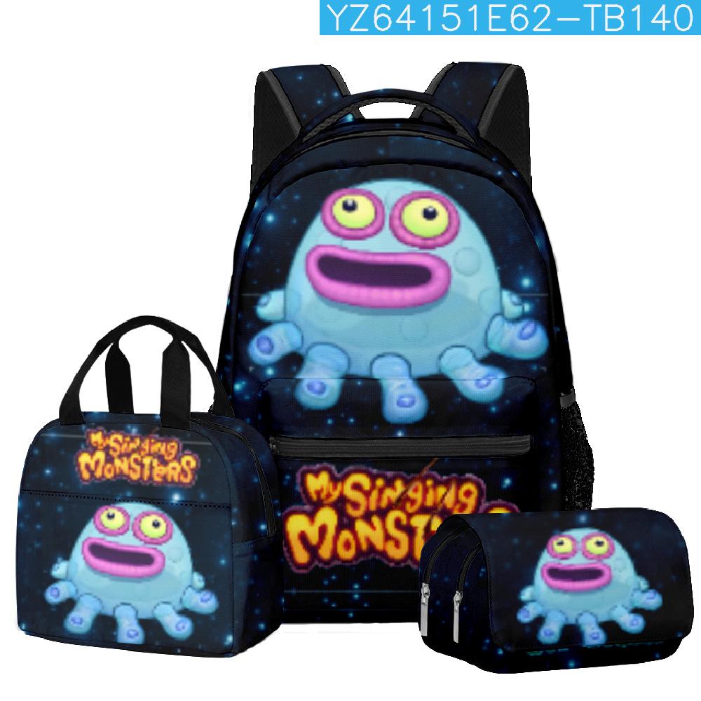 Intemporel Tendance Unique Bugcat Capoo Conception 3D Set de 3 pièces Sacs pour Apprentis Étudiants Sac à Dos Ordinateur de Voyage Sac Repas Trousse à Crayons