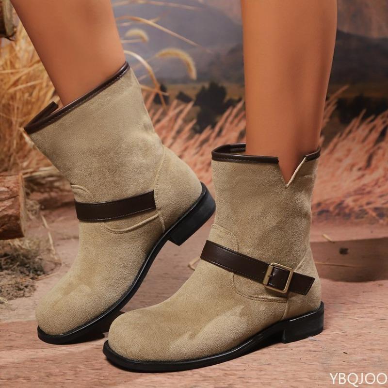 New Autumn Winter Fashionable Versatile Square Heel Round Toe Women's Boots Elegant Simple Comfortable Women's Short Boots