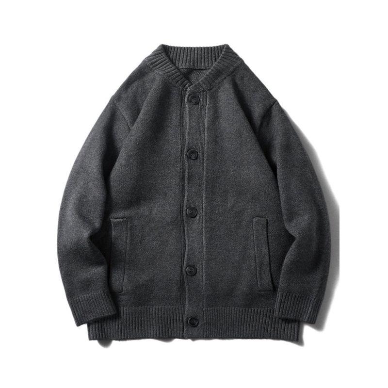 American Retro Cardigan Sweater Men's Autumn and Winter Thickening Stand Collar Outwear Export Cattle Goods Idle Style Knitwear Jacket