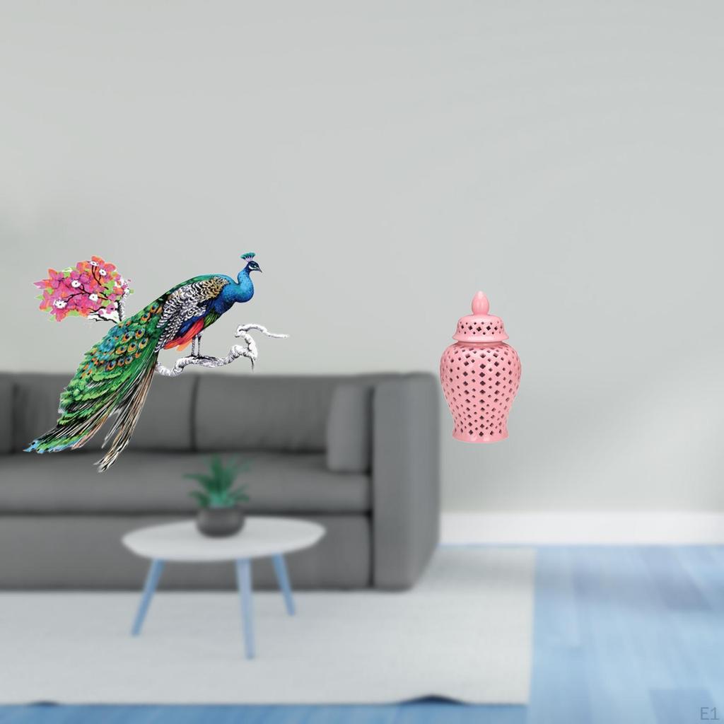 Retro PVC Wall Sticker And Porcelain Ginger Jar Vase for Living Room Kitchen Sofa TV Background