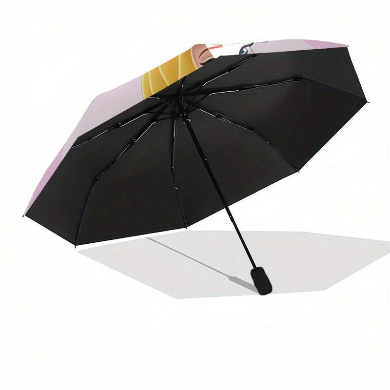 Princess Aurora, Sleeping Beauty Automatic Opening and Closing Umbrella - 8 Ribs Portable Folding Umbrella with Plastic Handle, Suitable for
