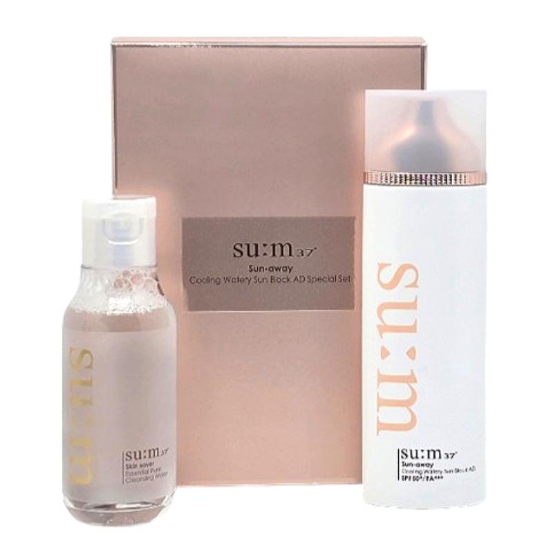 

SU:M37 Sun Away Cooling Watery Sunblock AD Special Set – SPF50+ PA+++ Sunscreen 100ml + Cleansing Water 100ml Hydrating UV Protection Korean Skincare Special Set