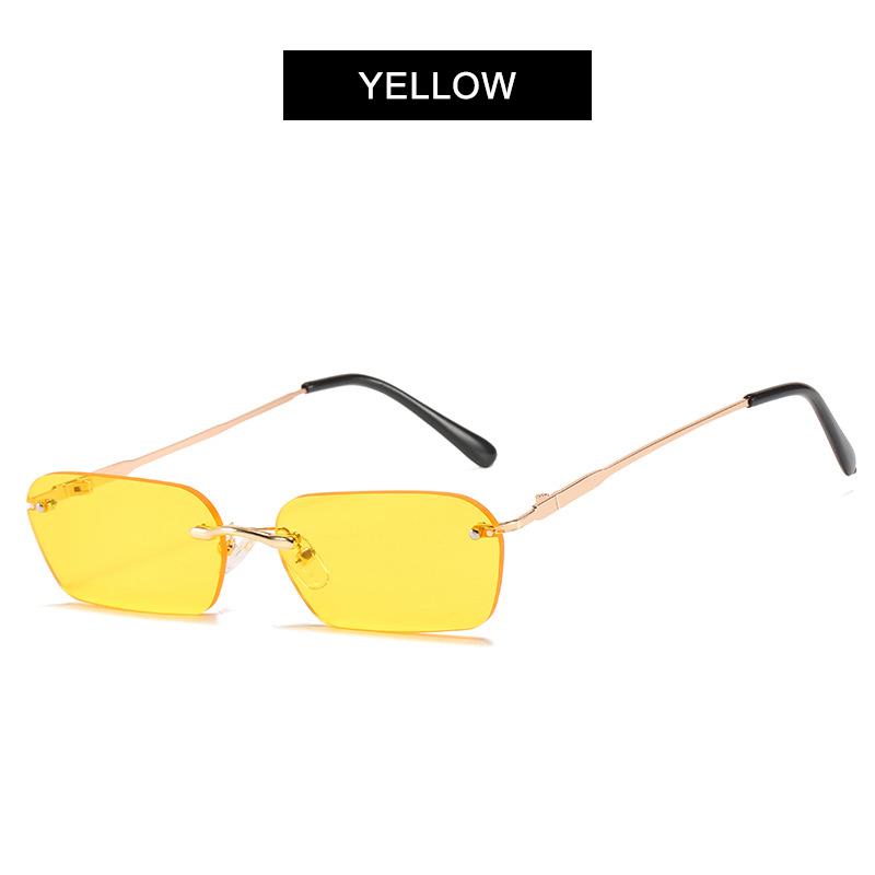 

Fashion Rimless Sunglasses Men Women Classic Light Weight Sun Glasses For Male Luxury Rectangle Frameless Eyewear UV400 жёлтый