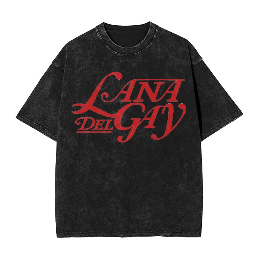 Lana Del Rey CANTANTE Maglietta Stampata Lavata Streetwear Hip Hop T-shirt Casual per Uomo Donna Cotone Streetwear