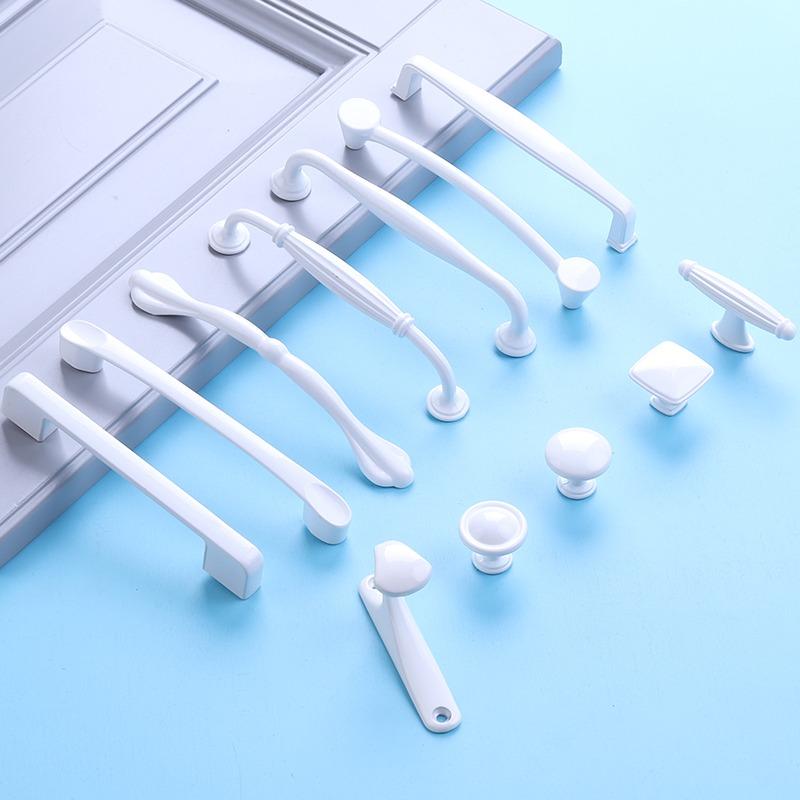 2/6/10pcs White Cabinet Handles & Knobs - Aluminium Alloy Modern Furniture Hardware for Kitchen/Closet/Cupboard/Drawer