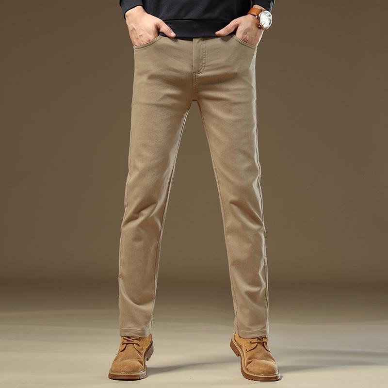 High-End Slim Khaki Men's Casual Pants - 2025 Spring/Autumn Business Straight-Fit