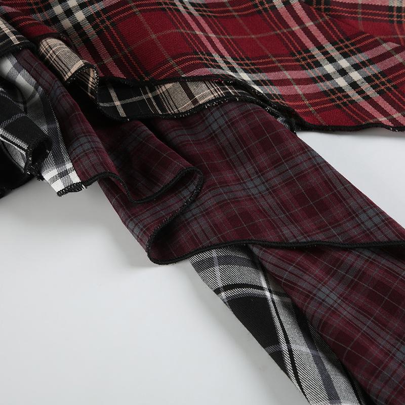 Damen A-Linie Karierter Rock Vintage Mode Ästhetik Y2k Asymmetrischer Minirock Harajuku Koreanischer Rock 2000er Jahre Kleidung Sommer
