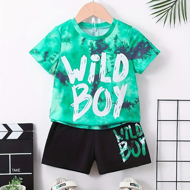 2024 Kids Clothes Suit for Boy Girl Short Sleeve Children's Sets Tie-Dye 3D Letter Print Kids Summer Clothes Children's Clothing